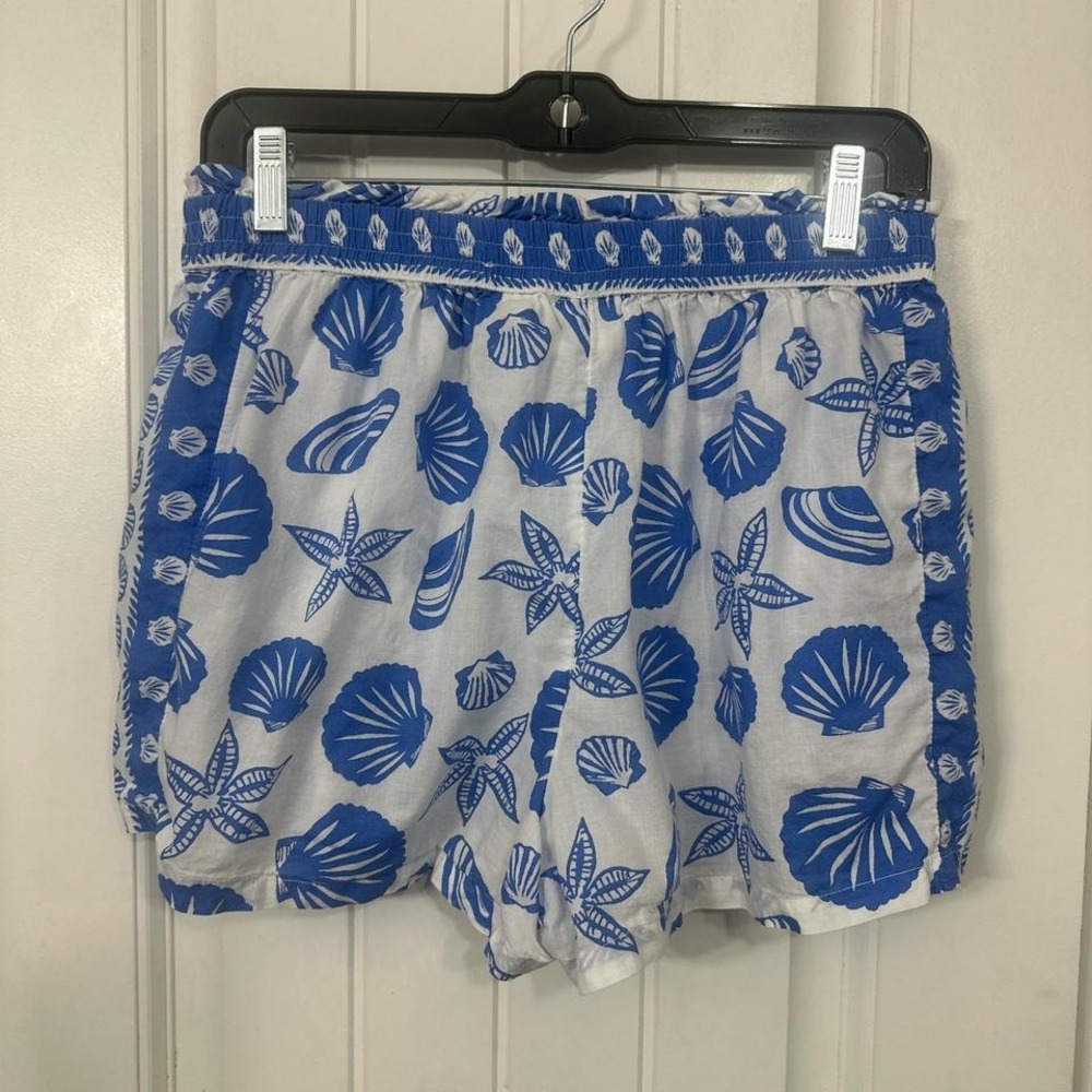 Calypso St. Barth Blue Seashell Cotton Sleep Shorts Size Medium - Picture 3 of 6